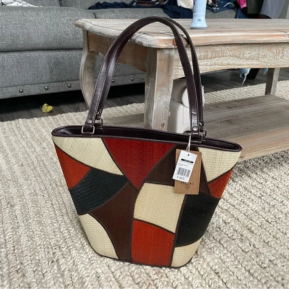 Le Sac Bags Vintage Le Sac Handbag Purse Tote Leather Woven